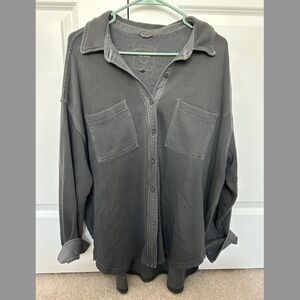 aerie Charcoal Gray Lumberjane Fleece Shirt